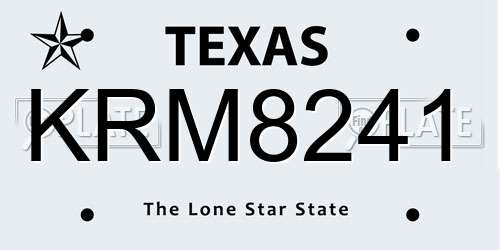 KRM8241 Texas License Plate
