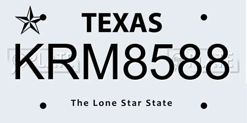KRM8588 Texas License Plate