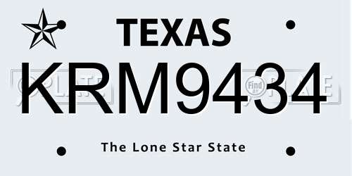 KRM9434 Texas License Plate