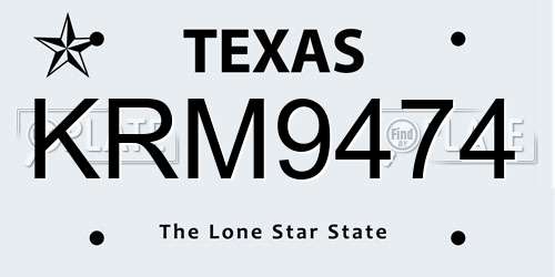 KRM9474 Texas License Plate