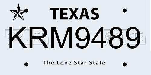 KRM9489 Texas License Plate