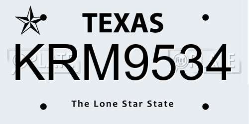 KRM9534 Texas License Plate
