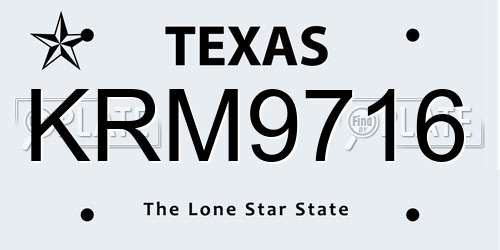 KRM9716 Texas License Plate