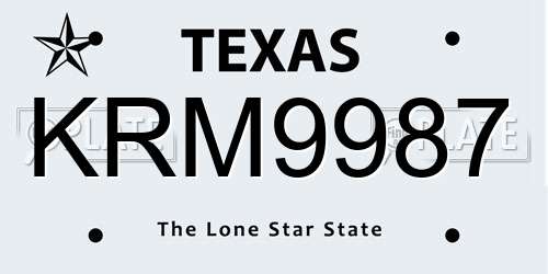 KRM9987 Texas License Plate