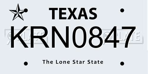KRN0847 Texas License Plate