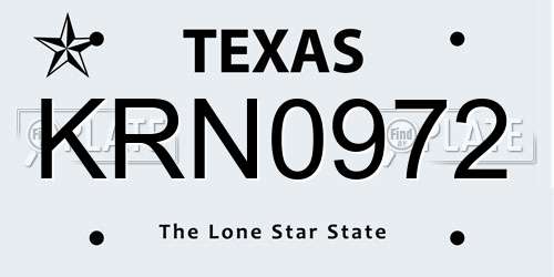 KRN0972 Texas License Plate
