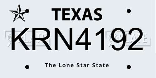 KRN4192 Texas License Plate