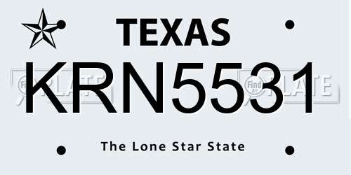 KRN5531 Texas License Plate