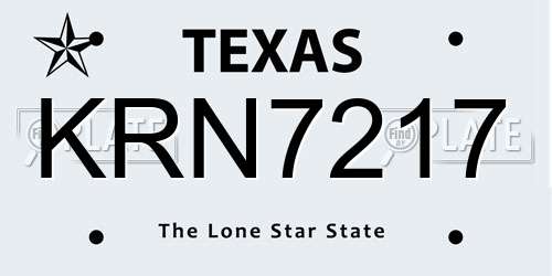 KRN7217 Texas License Plate
