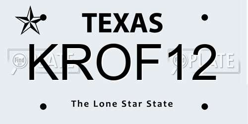 KROF12 Texas License Plate
