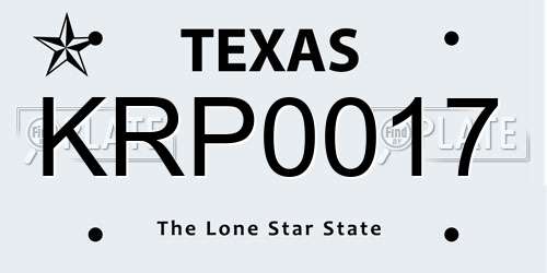 KRP0017 Texas License Plate