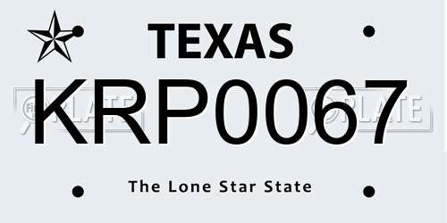 KRP0067 Texas License Plate