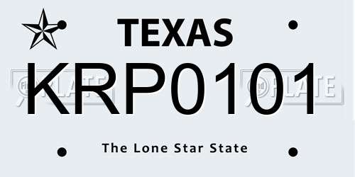 KRP0101 Texas License Plate