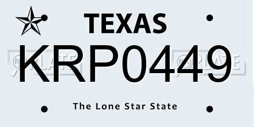 KRP0449 Texas License Plate