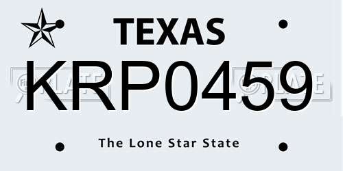 KRP0459 Texas License Plate
