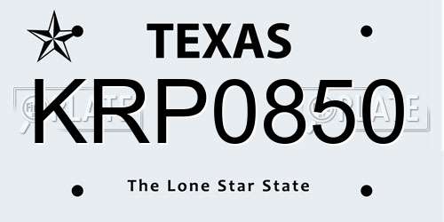 KRP0850 Texas License Plate