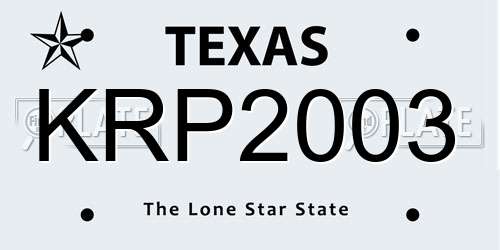 KRP2003 Texas License Plate