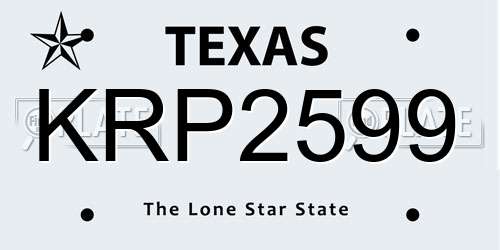 KRP2599 Texas License Plate