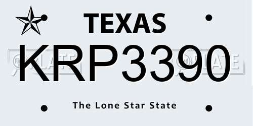 KRP3390 Texas License Plate