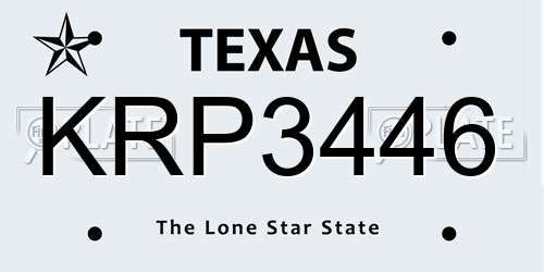 KRP3446 Texas License Plate