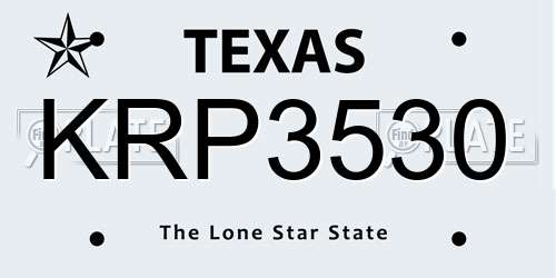KRP3530 Texas License Plate