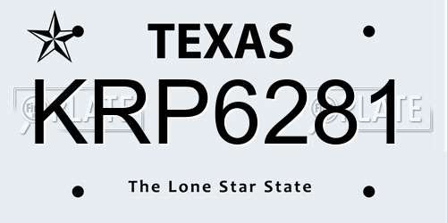 KRP6281 Texas License Plate