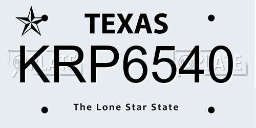 KRP6540 Texas License Plate