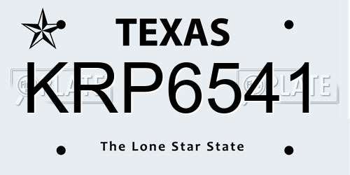 KRP6541 Texas License Plate