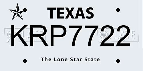 KRP7722 Texas License Plate