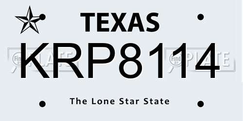 KRP8114 Texas License Plate