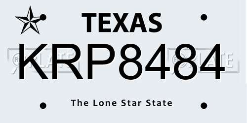 KRP8484 Texas License Plate