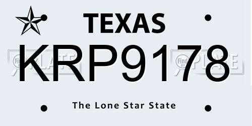 KRP9178 Texas License Plate