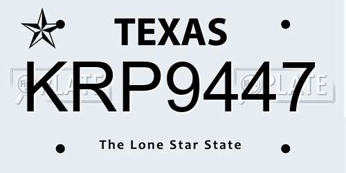 KRP9447 Texas License Plate