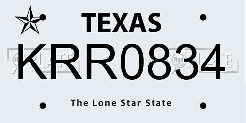 KRR0834 Texas License Plate