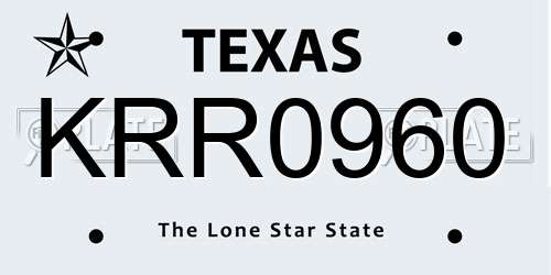 KRR0960 Texas License Plate