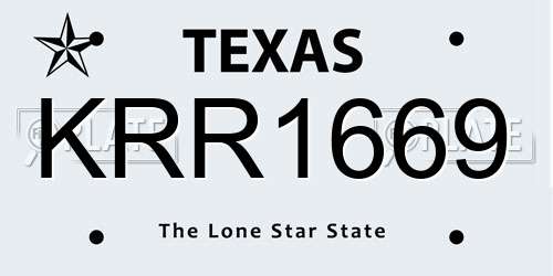 KRR1669 Texas License Plate