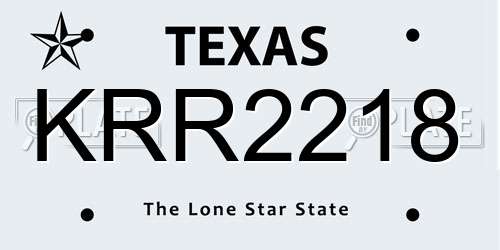 KRR2218 Texas License Plate