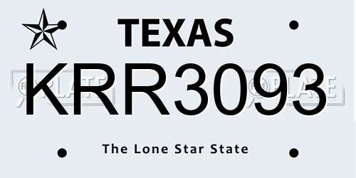 KRR3093 Texas License Plate