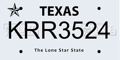 KRR3524 Texas License Plate