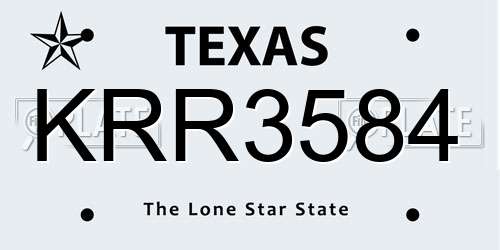 KRR3584 Texas License Plate