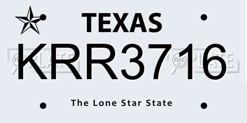 KRR3716 Texas License Plate