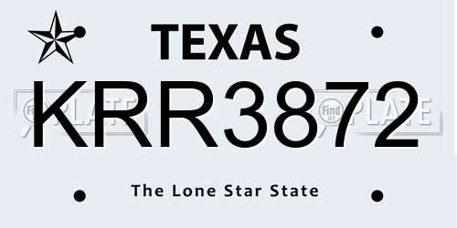 KRR3872 Texas License Plate