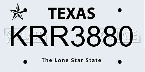 KRR3880 Texas License Plate