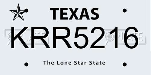KRR5216 Texas License Plate