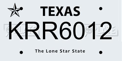 KRR6012 Texas License Plate