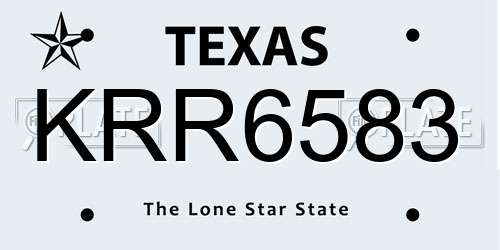 KRR6583 Texas License Plate