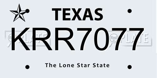 KRR7077 Texas License Plate