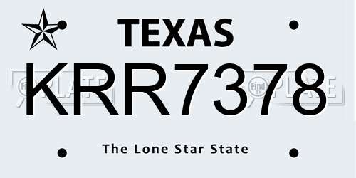 KRR7378 Texas License Plate