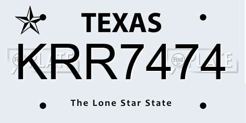 KRR7474 Texas License Plate