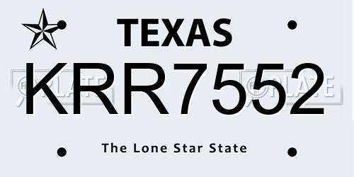 KRR7552 Texas License Plate